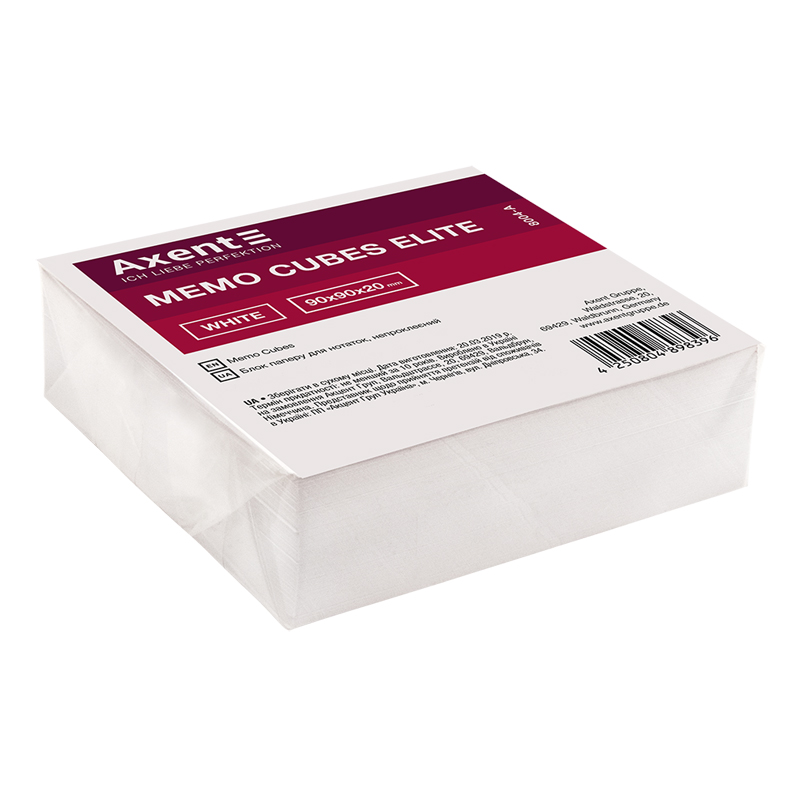 Папір для нотаток Axent Elite "White” 8004-A 90х90х20 мм, непроклеєний